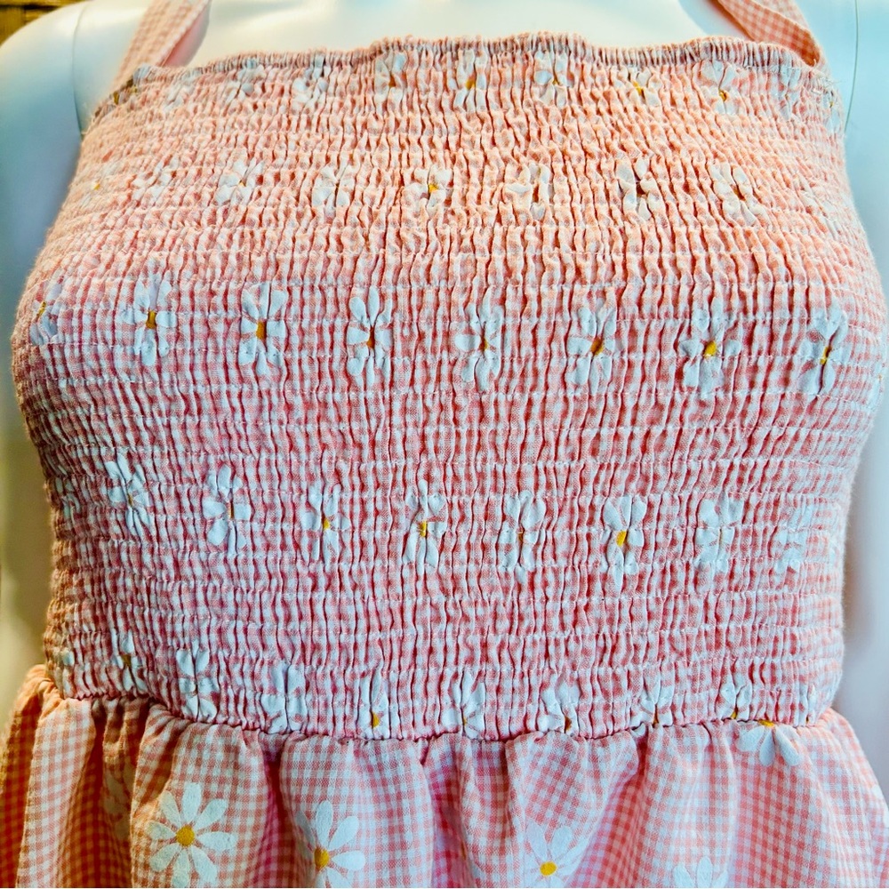 SHEIN pink gingham with white Daisy halter dress/tunic size XL - Picture 5 of 9